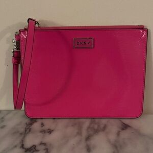 DKNY Fuchsia Patent Wristlet Clutch